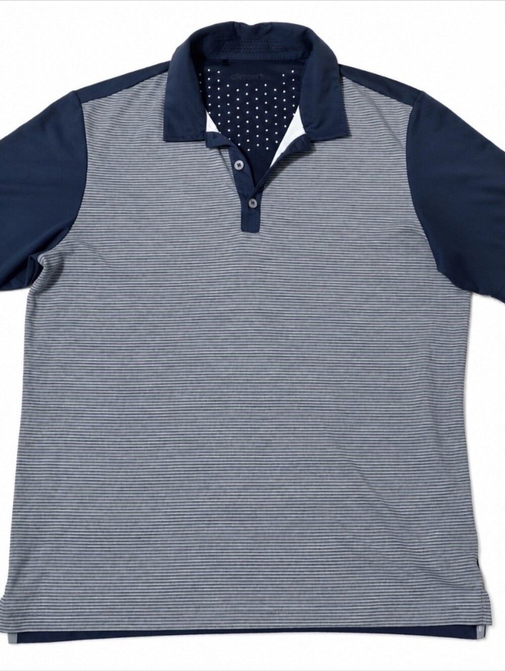 adidas Men's Navy and Gray Striped Polo